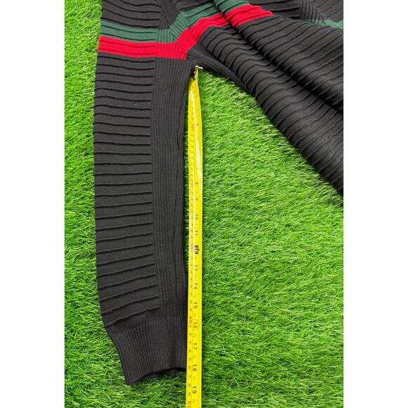 TM Exposure Mens Sweater Size M Black Red Green Stripe Ribbed Knit Long Sleeve - Picture 7 of 11